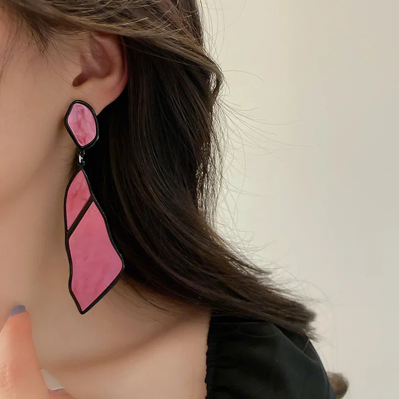 Geometric Irregular Acrylic Drop Earrings For Women Vintage Hyperbole Large Earrings Ms Travel Jewelry Accessories