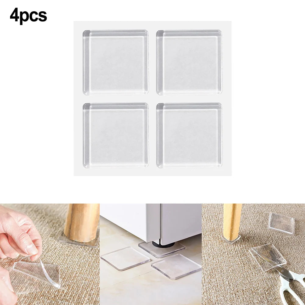 4pcs/Set Transparent Anti Vibration Shock Absorbing Pad Mat Washing Machine Self Adhesive Mute Anti-Shock Protection Porte Pad