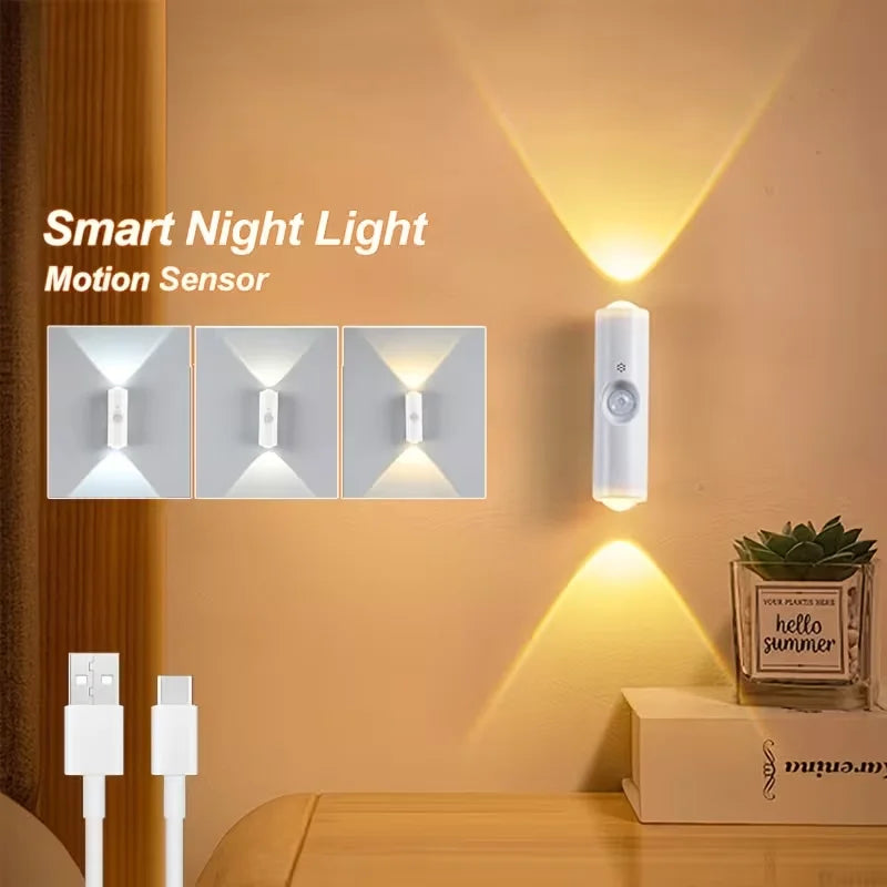 Wall-Mounted Smart LED light bar with Motion Sensor, Dimmable USB- Lighting Suitable forle for Stairs, Hallway, Bedroom
