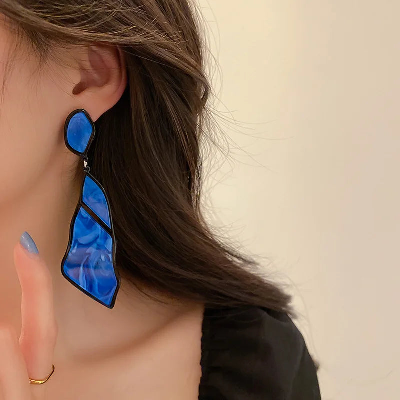 Geometric Irregular Acrylic Drop Earrings For Women Vintage Hyperbole Large Earrings Ms Travel Jewelry Accessories