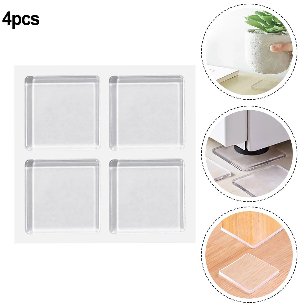 4pcs/Set Transparent Anti Vibration Shock Absorbing Pad Mat Washing Machine Self Adhesive Mute Anti-Shock Protection Porte Pad