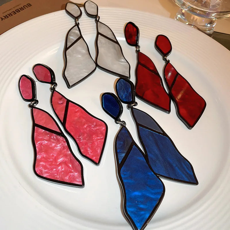 Geometric Irregular Acrylic Drop Earrings For Women Vintage Hyperbole Large Earrings Ms Travel Jewelry Accessories